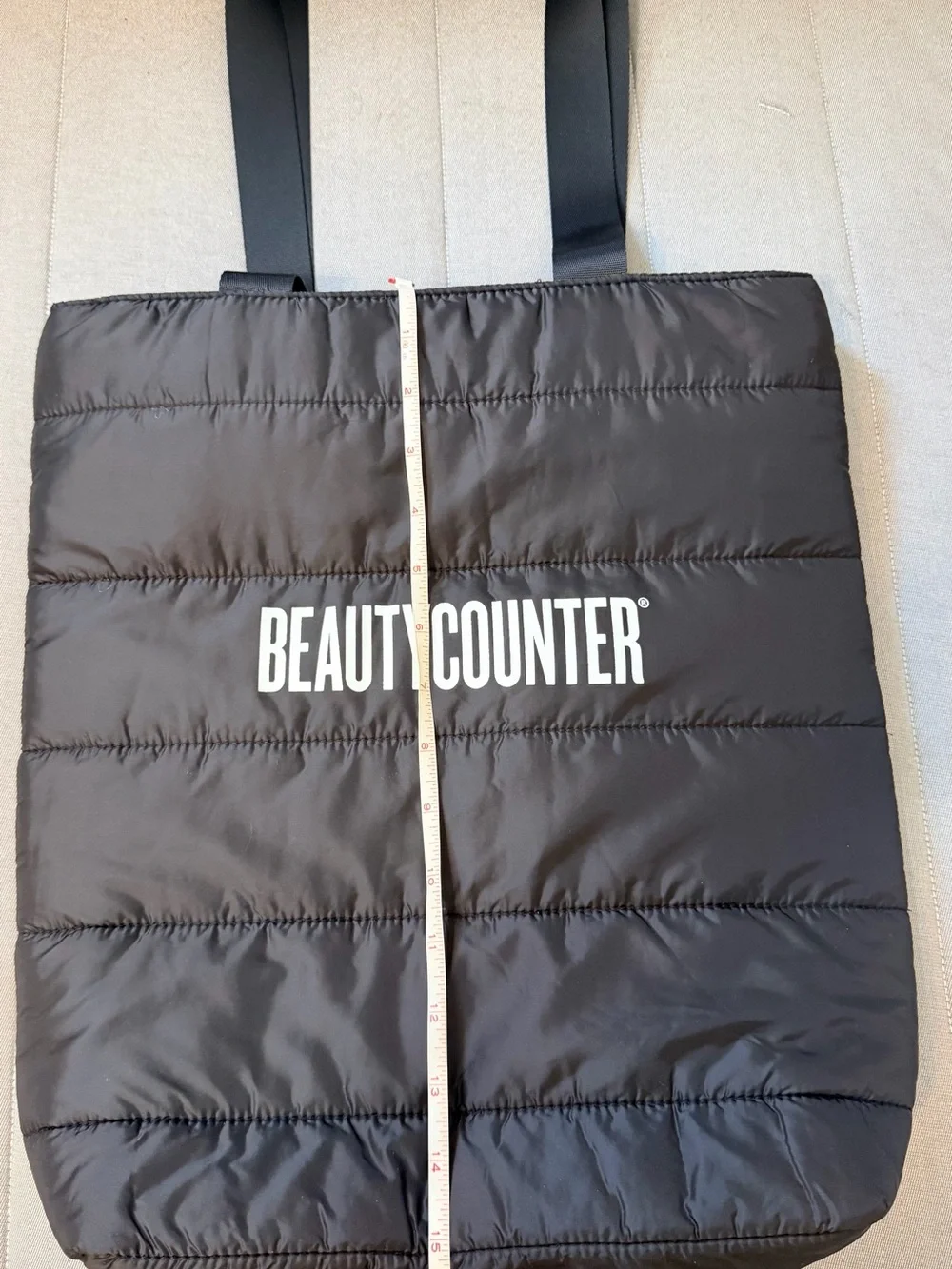 beautycounter Black Quilted Logo Tote